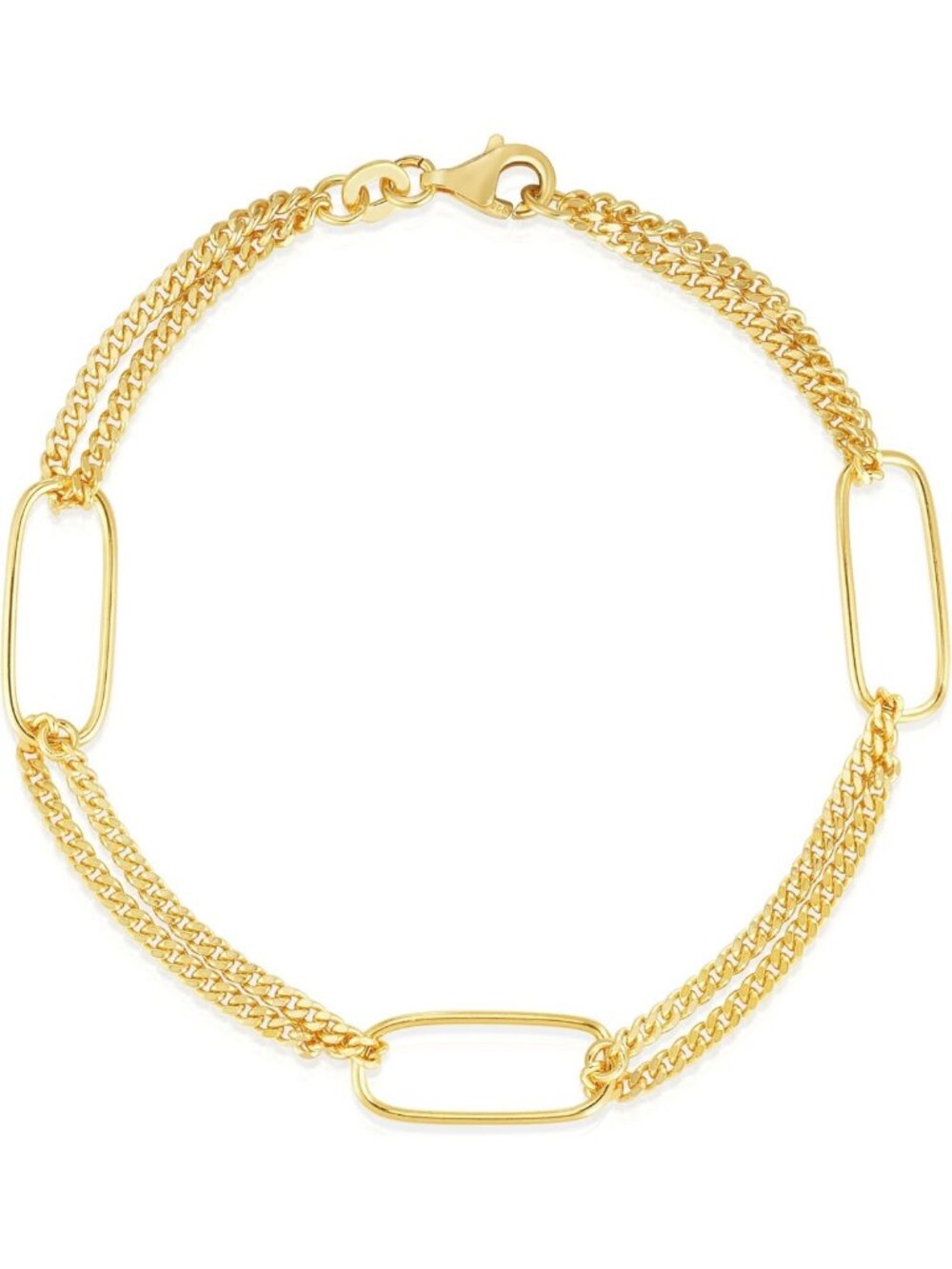 Elegant 925 Sterling Silver Paperclip Link Curb Bracelet - 18K Gold Plated, Gift
